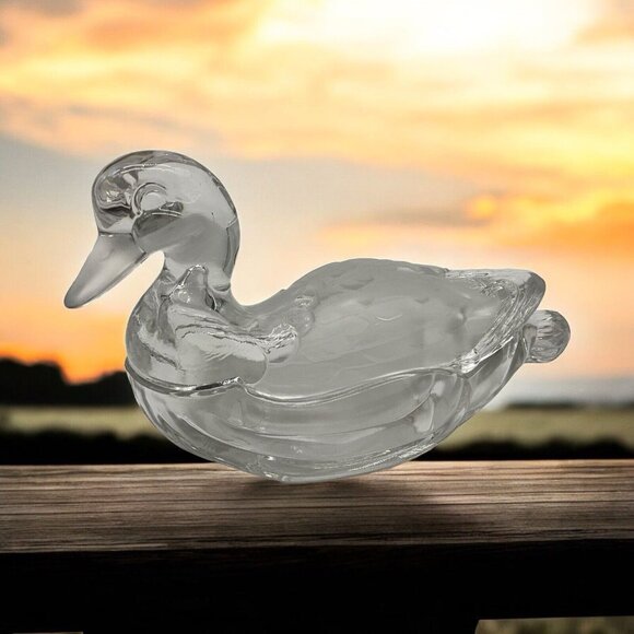 Hand Cut Led Crystal Duck Covered Dish, Made in West Germany Crystal Clear Ind. - Picture 3 of 16
